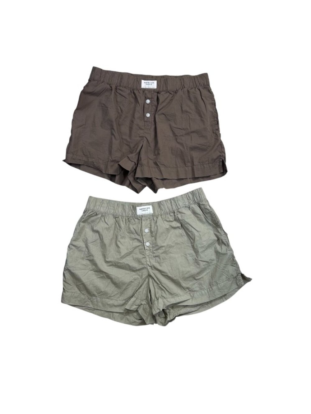 American Eagle Cotton Lounge Short Set of 2 Green Brown Lightweight